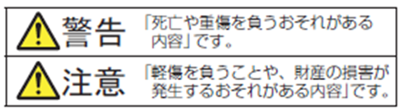 IHクッキングヒーターの取扱説明書に記載された警告と注意